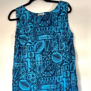 True Vintage Blue Hookano Hawaiian Midi Dress Large